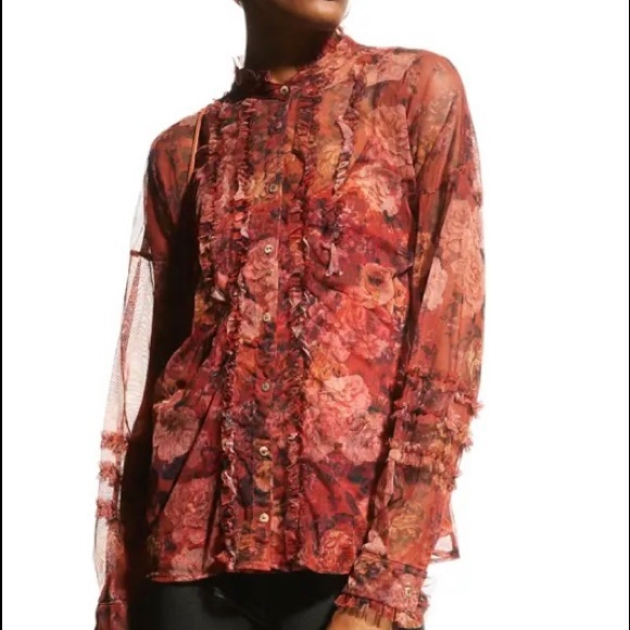 Johnny Was Tops - JOHNNY WAS Lauryn Button-Down Ruffle Shirt